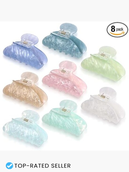 8 Acrylic Hair Claw Clips for Women Non Slip Strong Hold Thick Thin Hair Bulk main image 5